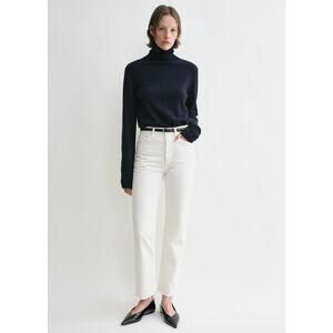 Toteme Classic Cut Straight Cropped Jeans in Off White 26